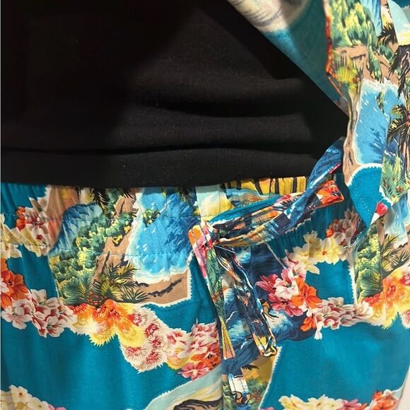 Notations vintage Hawaiian print button down top & pull on pants size LP NWT - Picture 7 of 13